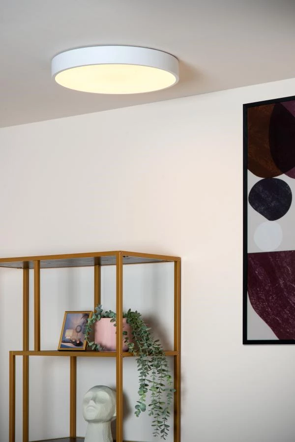 Lucide UNAR - Flush ceiling light - Ø 39,5 cm - LED Dim. - 1x24W 2700K - 3 StepDim - White - ambiance 1